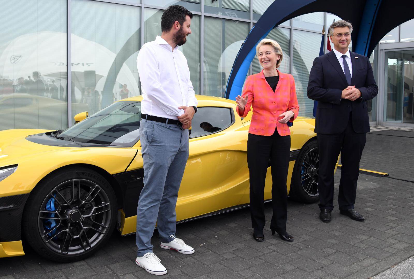 Mate Rimac, Ursula von der Leyen i Andrej Plenković Mate Rimac, Ursula von der Leyen i Andrej Plenković