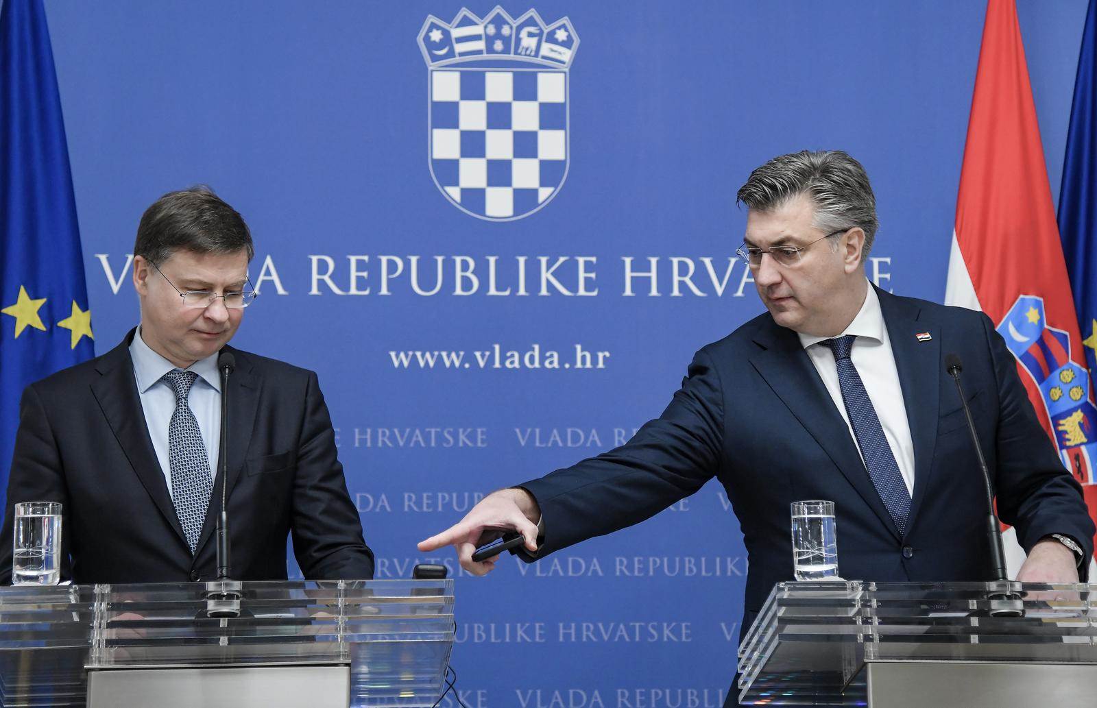  Valdis Dombrovskis i Andrej Plenković 