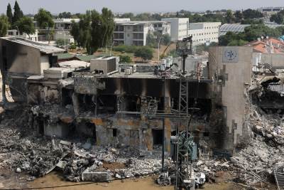 Zgrada izraelske policije u Sderotu, gradu na jugu Izraela, nakon borbi s militantima Hamasa 