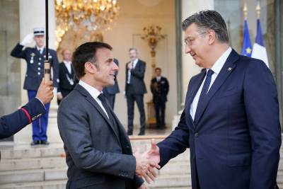 Francuski predsjednik Emmanuel Macron i hrvatski premijer Andrej Plenković 